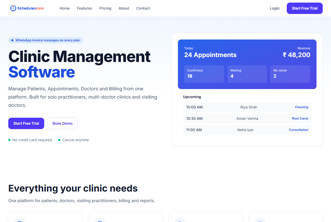 Scheduleocare - Clinic Management Software